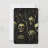 Invitation Partie d'Halloween Adulte Noir Crâne d'or moderne (Dos)