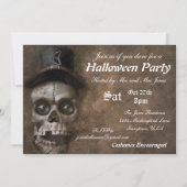 Invitation Partie d'Halloween crâne vintage (Devant)