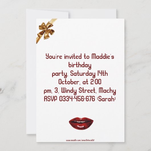 Invitation partie d'invitation d'anniversaire (Dos)