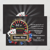 Invitation Partie d'invitation de Las Vegas d'anniversaire de (Devant / Derrière)