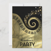 Invitation Partie d'or de clés de piano et de notes de (Devant)