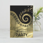 Invitation Partie d'or de clés de piano et de notes de (Debout devant)