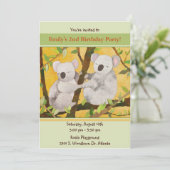 Invitation Partie douce d'anniversaire de enfant de koala (Debout devant)