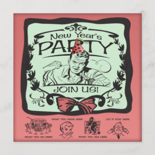 Invitation Partie drôle de réveillon de la Saint Sylvestre