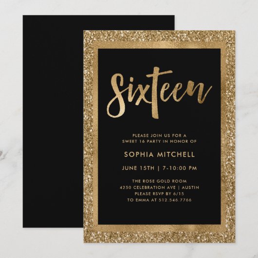Invitation Partie du bonbon 16 aux parties scintillantes | (Devant / Derrière)