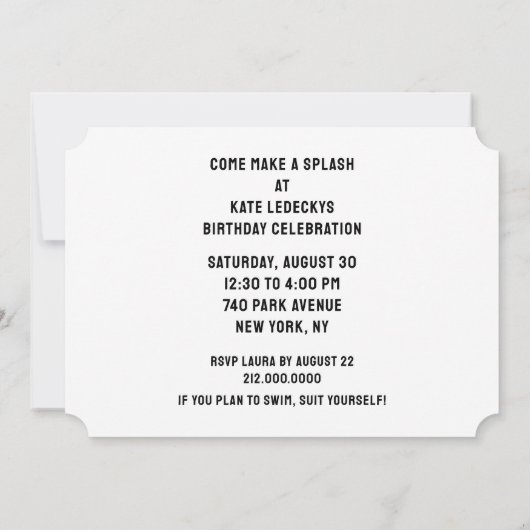 Invitation Partie du pool (Dos)