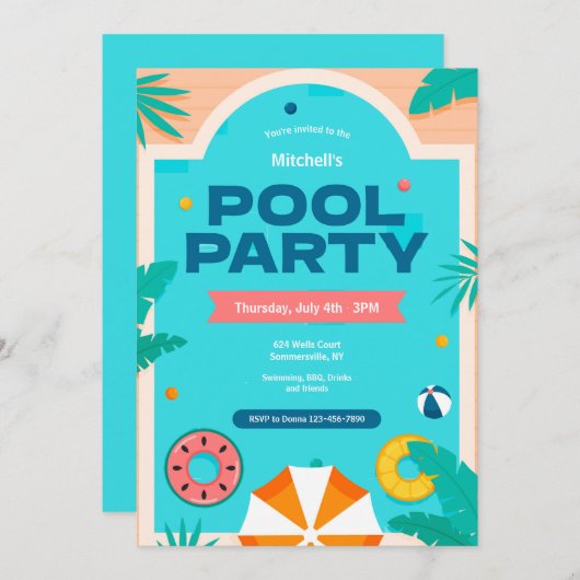 Invitation Partie du pool (Devant / Derrière)