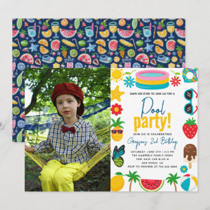 Invitation Partie du pool Fête d'anniversaire à thème d'été