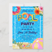 Invitation Partie du pool | Nage Anniversaire (Devant)