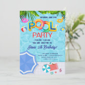 Invitation Partie du pool | Nage Anniversaire (Debout devant)