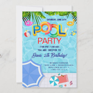 Invitation Partie du pool Nage Anniversaire
