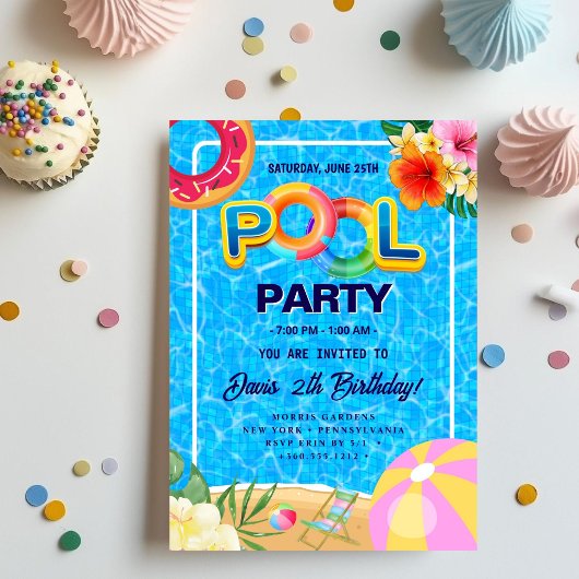 Invitation Partie du pool | Nage Anniversaire