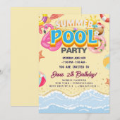 Invitation Partie du pool | Nage Anniversaire (Devant / Derrière)