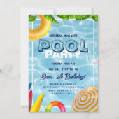 Invitation Partie du pool | Nage Anniversaire (Devant)