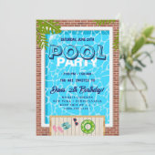 Invitation Partie du pool | Nage Anniversaire (Debout devant)