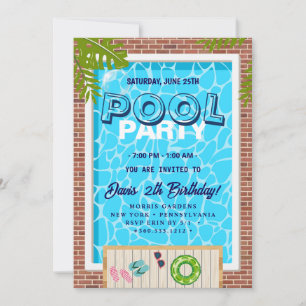 Invitation Partie du pool Nage Anniversaire