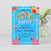 Invitation Partie du pool | Nage Anniversaire (Debout devant)