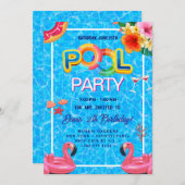 Invitation Partie du pool | Nage Anniversaire (Devant / Derrière)