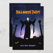 Invitation Partie éffrayante de Halloween de citrouille de (Devant / Derrière)