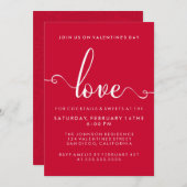 Invitation Partie élégante de jour de Valentines de "amour" (Devant / Derrière)