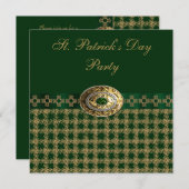 Invitation Partie élégante du jour de St Patrick de vert et (Devant / Derrière)