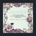 Invitation Partie en bronze de Quinceañera de roses et de<br><div class="desc">Invitations en bronze de partie de Quinceañera de roses et de papillons.</div>