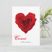 Invitation Partie en forme de coeur de Saint-Valentin de rose (Debout devant)