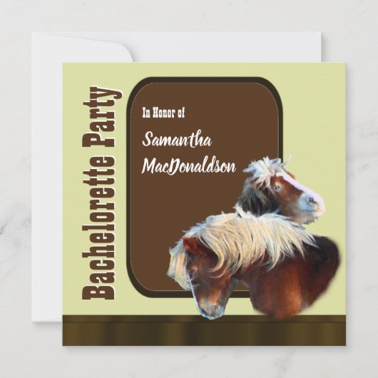 Invitation Partie équestre de bachelorette de cheval (Devant)