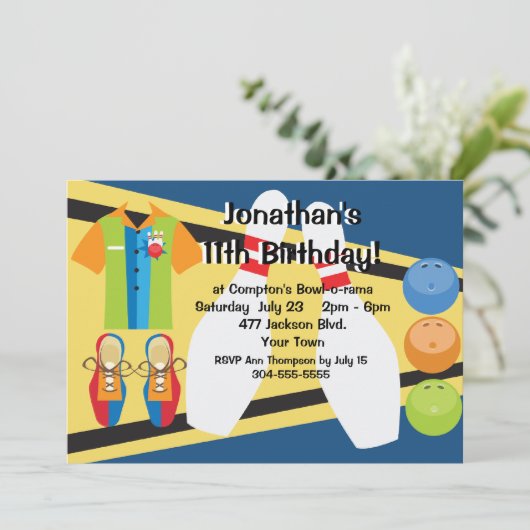 Invitation Partie faite sur commande de bowling (Debout devant)