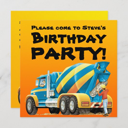 Invitation Partie faite sur commande de camion de mélangeur (Devant / Derrière)