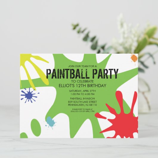 Invitation Partie faite sur commande de Paintball de floc (Debout devant)