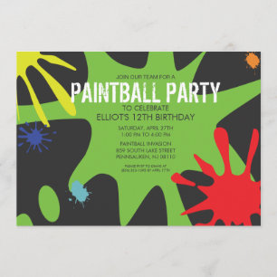 Invitation Partie faite sur commande de Paintball de floc