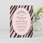 Invitation Partie fascinante de princesse Tiara Zebra Pink (Debout devant)