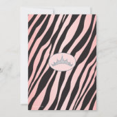 Invitation Partie fascinante de princesse Tiara Zebra Pink (Dos)
