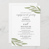 Invitation Partie fiançale de verdure d'aquarelle (Devant / Derrière)