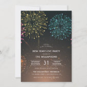 Invitation Partie Fireworks | Typographie moderne fête du Nou (Devant)