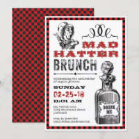 Partie folle de brunch de chapelier sur le blanc