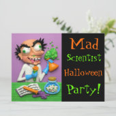 Invitation Partie folle de Halloween de scientifique (Debout devant)
