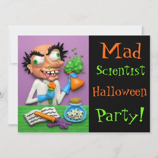 Invitation Partie folle de Halloween de scientifique (Devant)