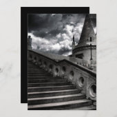 Invitation Partie gothique noire et blanche de Halloween de (Devant / Derrière)