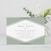 Invitation Partie graduée géométrique et bleu en ardoise (Debout devant)