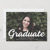 Invitation Partie Gras Script Photo Graduation (Devant)