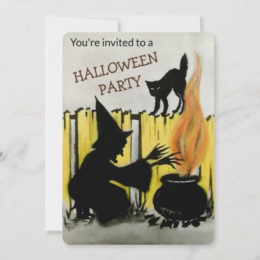 Invitation Partie Halloween personnalisable vintage (Dos)