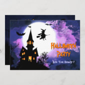 Invitation Partie hantée effrayante de Halloween de sorcière (Devant / Derrière)