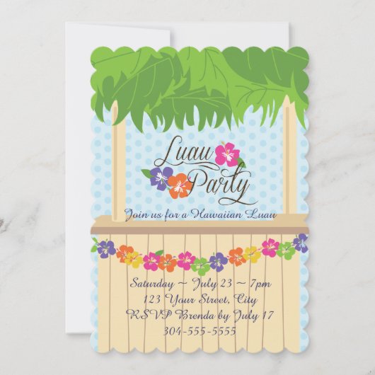 Invitation Partie hawaïenne de Luau (Devant)