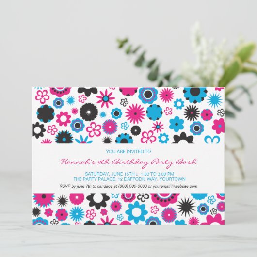 Invitation Partie heureuse de fleur (Debout devant)