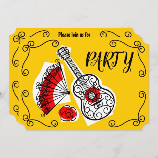 Invitation Partie horizontale de Souvenirs Corners en Espagne (Devant / Derrière)