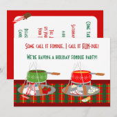 Invitation Partie Invitaitons de fondue de Noël de pots de (Devant / Derrière)