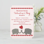 Invitation Partie lunatique de jour de Valentines d'éléphants (Debout devant)