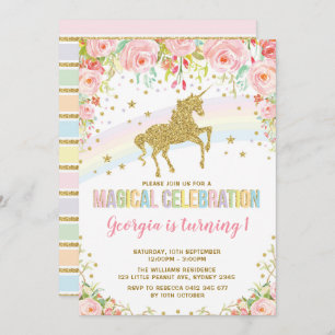 Invitation Partie magique d'arc-en-ciel d'anniversaire de